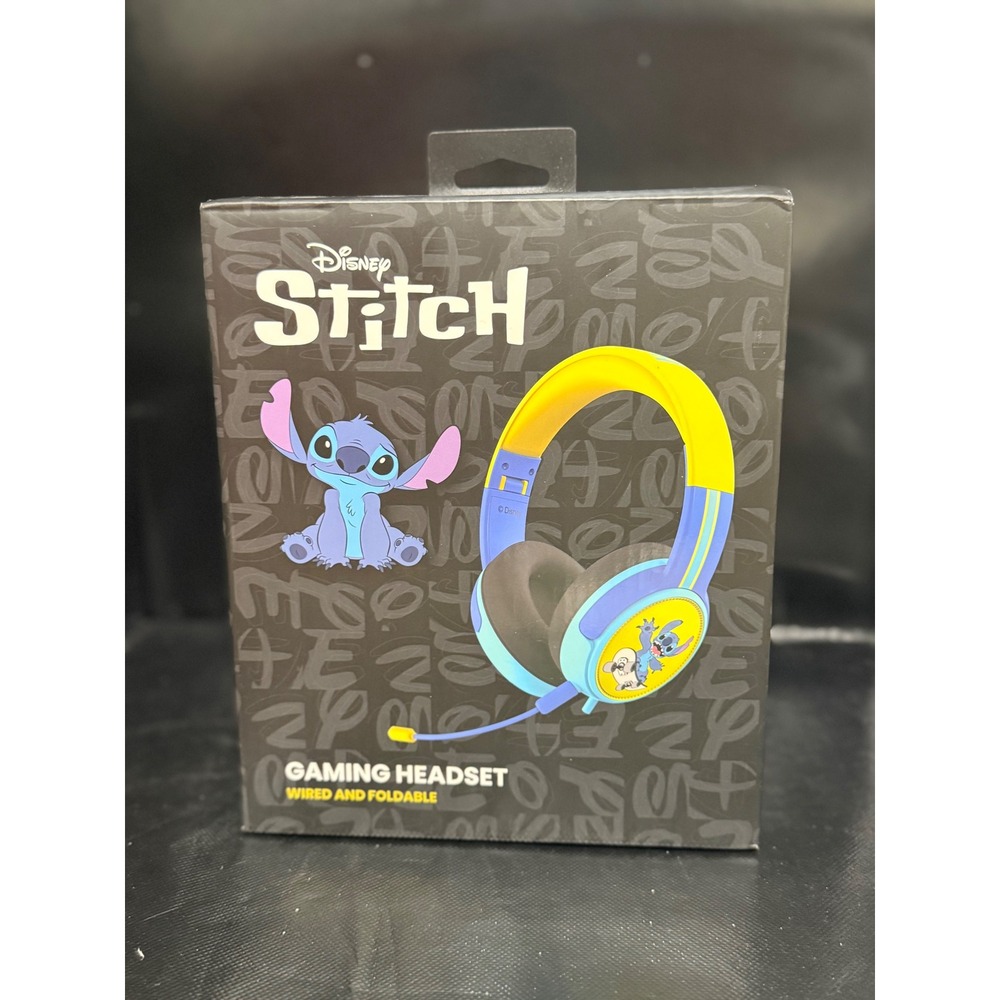 Disney Stitch Gaming Headset Wired and Foldable Blue Yellow Microphone NEW